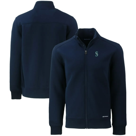 Men's Cutter & Buck Navy Seattle Mariners Roam Eco Recycled Full-Zip Jacket