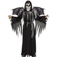 thumbnail image 1 of Winged Reaper Halloween Costume Black Hooded Robe Mask & Wings Child Medium 8-10, 1 of 2