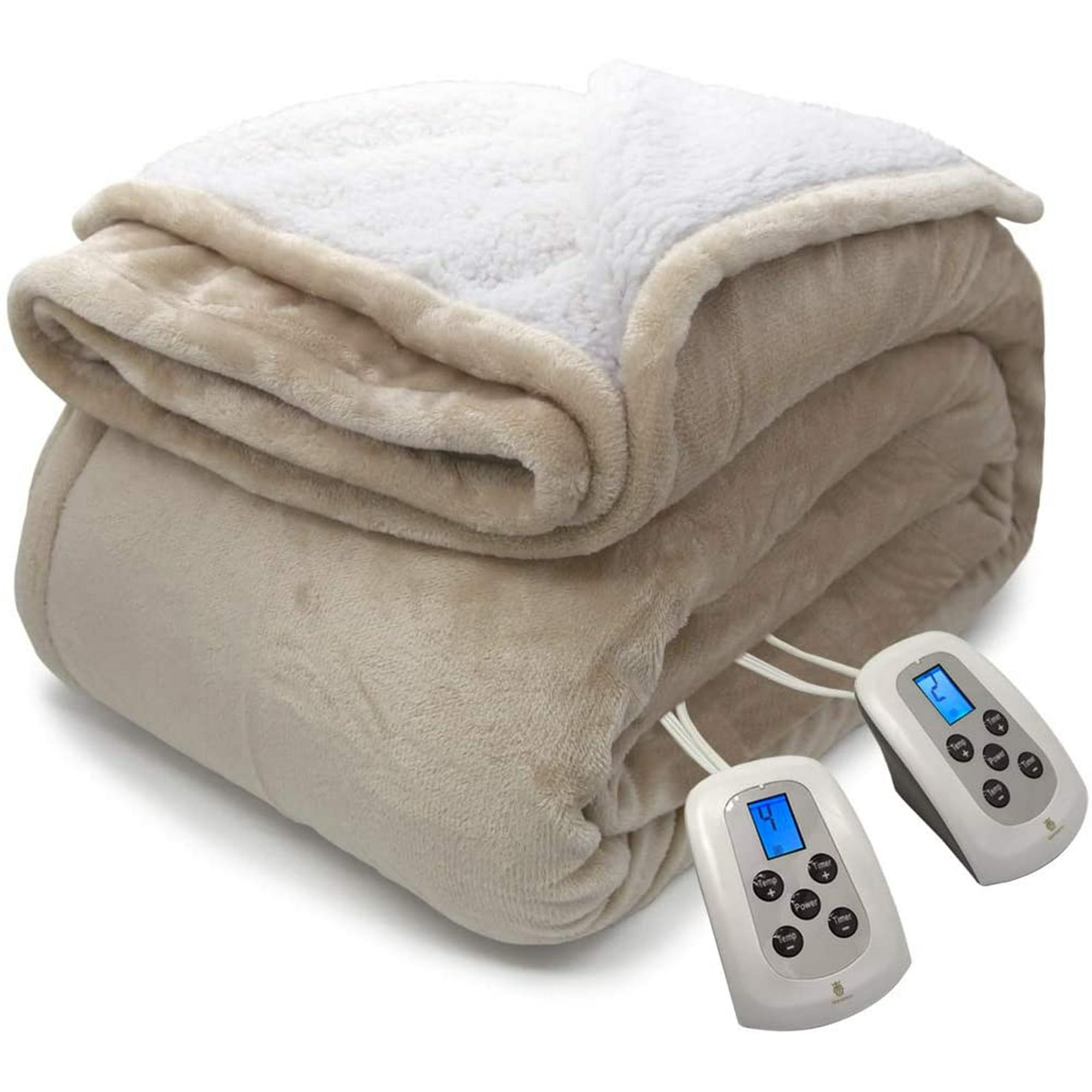 Electric Blanket King Size, Sherpa Flannel Heated Throw with Dual Control,  10 Heat Settings, Machine Washable 100x90 Linen - Walmart.com