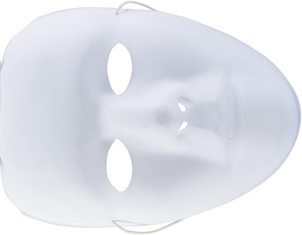 3/4 Face Craft Mask: Mens, White, 9.75 inches
