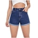 thumbnail image 1 of Pantalones cortos vaqueros de cintura alta para mujer, corte holgado y ajustado, color liso, XS-XL, 1 of 6