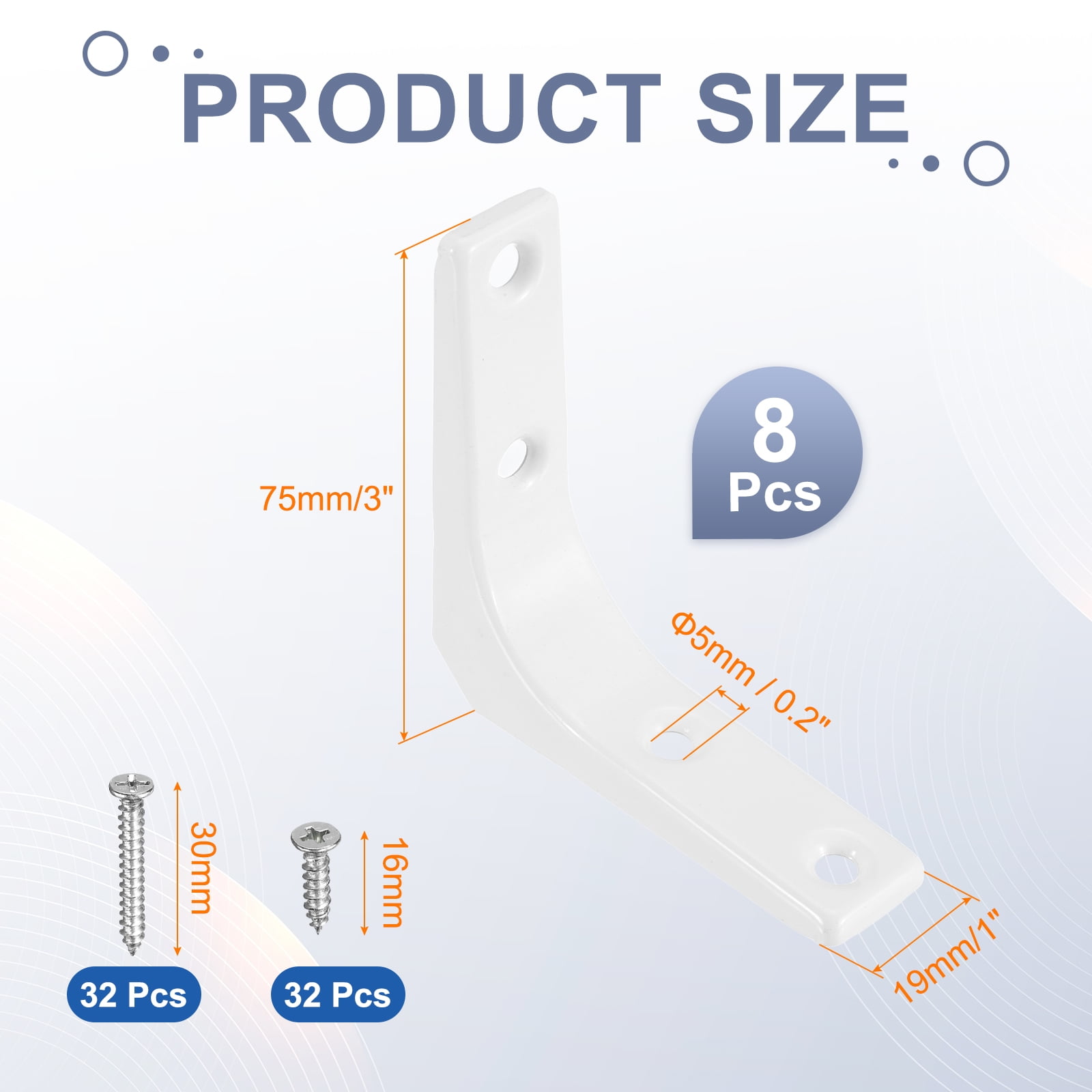 Uxcell 8Pcs Floating Shelf Brackets, 3 x 3 Inch L-Shape Wall Bracket Wall Shelf Supports with Screws for Wood Shelves, Cabinets, Countertop Support, White