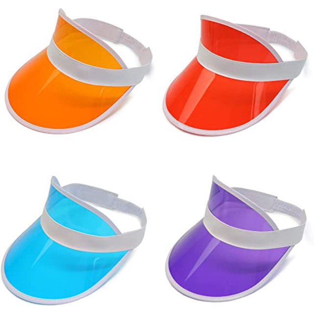 Juego de 4 gorras protectoras retro de los años 80, gorra de visera de plástico PVC, gorras de visera, gorra de sol para ciclismo ER