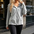 thumbnail image 5 of Women's Loose Fit Long Sleeve Solid Color Zipper Hoodie Sun Protection Yoga Jacket Top Soft Versatile Cover Up for Workout Running Outdoor Sports | CSEONE,Gray XL, 5 of 7