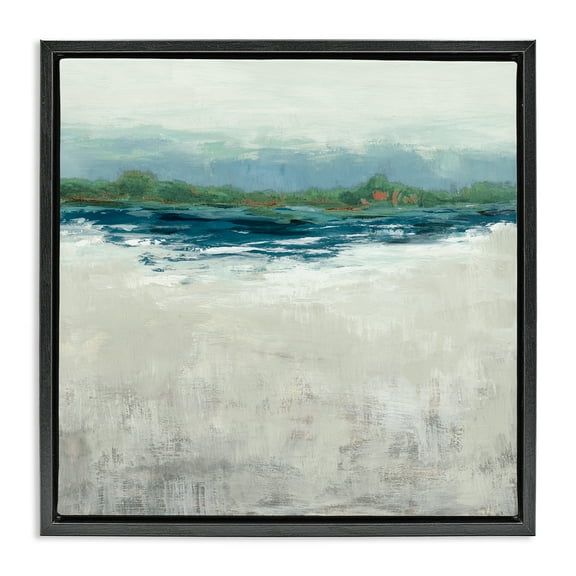 Stupell Industries Abstract Gradient Seascape Abstract Painting Black Floater Framed Canvas Art Print Wall Art, 18 x 18