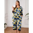 thumbnail image 2 of SHOWMALL Women Plus Lounge Sets 3/4 Sleeves Crew-Neck Tops and Loose Capri Pants Pajama Set, 2 of 9