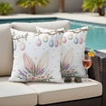 thumbnail image 5 of Easter Pillow Covers 2 Pack Watercolor Pink Blue Egg Branch Spring Pink White Floral Rabbit Ears Pillowcase Waterproof Outdoor Throw Pillow Cover for Patio Garden Square Cushion 26”x26”, 5 of 9