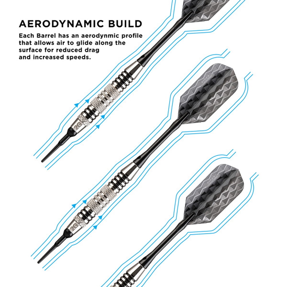 Viper Bobcat Nickel Plated Adjustable Soft Tip Darts w/ Black Rings, 16-19 Grams