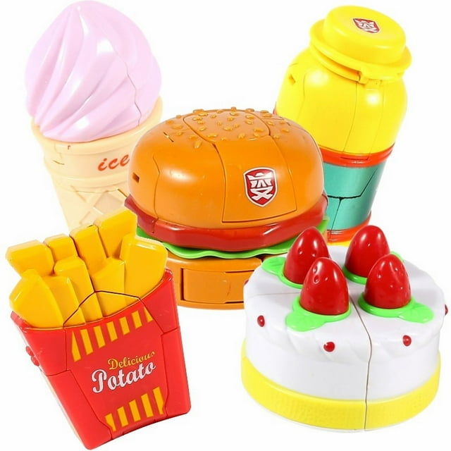 XFGOU remote control robot Toys and Hobbies Food Transforming Robot Toys Hamburger French Fries & More Early Educational Brain For Kids & Adults Multicolor Remote control robot