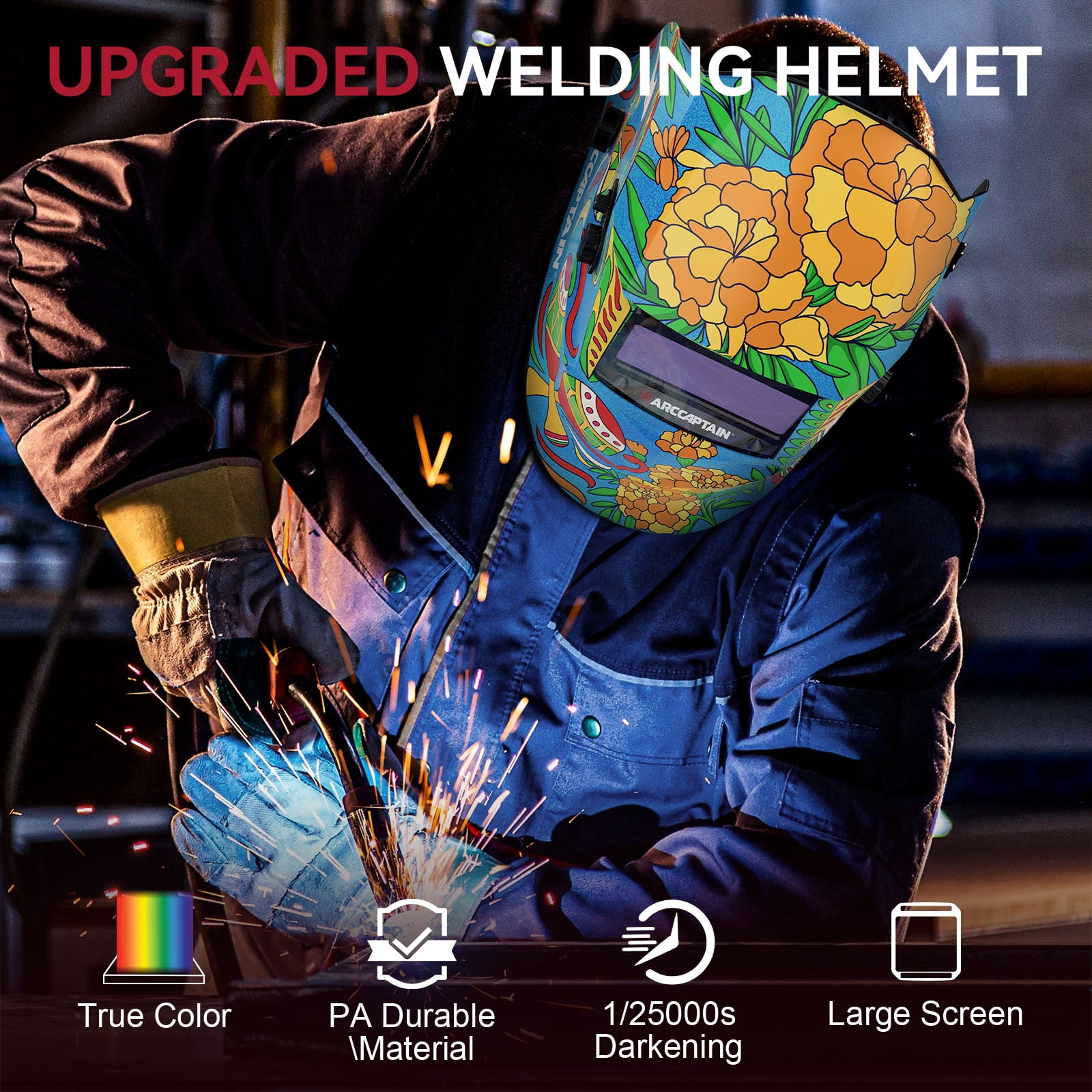 ARCCAPTAIN Welding Helmet Auto Darkening True Color