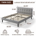 thumbnail image 2 of Zerduos Twin Size Bed Frame with Adjustable pholstered Platform Bed Frame, Easy Assembly, No Box Spring Needed，Grey, 2 of 7