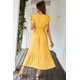 thumbnail image 3 of Vestido PRETTYGARDEN Pequeño Amarillo Floral de Verano Cruzado con Escote en V, 3 of 7