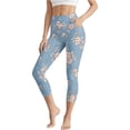 thumbnail image 2 of Qingpeng Womens Capri Leggings Floral Printed High Waisted Tummy Control Capris Casual Trendy Yoga Pants with Pockets, 2 of 8