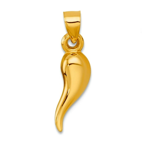 4.69mm 14k Solid Yellow Gold Polished Hollowed Italian Horn Pendant Necklace Pendant for Women