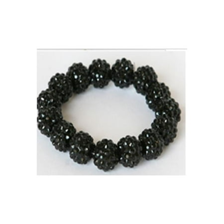 Zirconmania 646B-95X103BK Crystal Fireball Acrylic Stretch Bracelet -Jet Black