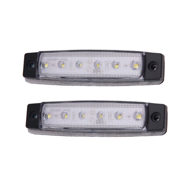 2pcs 12V 6 LED Liquidación Camión Remolque Luz trasera Indicadores de marcador lateral Lámpara de luz Luces pequeñas Luces de borde Luces de señal (blanco)