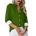 thumbnail image 2 of AXXD Basic Going Out Tops for Women Summer 2024 Solid Color Casual Everyday Single-breasted Long-sleeved Shirt Tops, 2 of 5