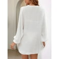 thumbnail image 6 of Button Down Swim Cover Up Shirt Long Sleeve Beach Blouse Bathing Suit Cover Ups for Women White XL, 6 of 8