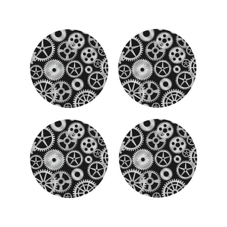 

Tideii Metallic Gears for Leather Coasters 4 Pieces Anti-fouling and Anti-scalding Decorative Coasters Suitable for Restaurants Kitchens Coffee Shops-Round Shape
