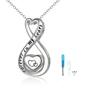 YAFEINI Silver Urn Necklace For Ashes Heart Infinity Cremation Memorial Jewelry Women Men