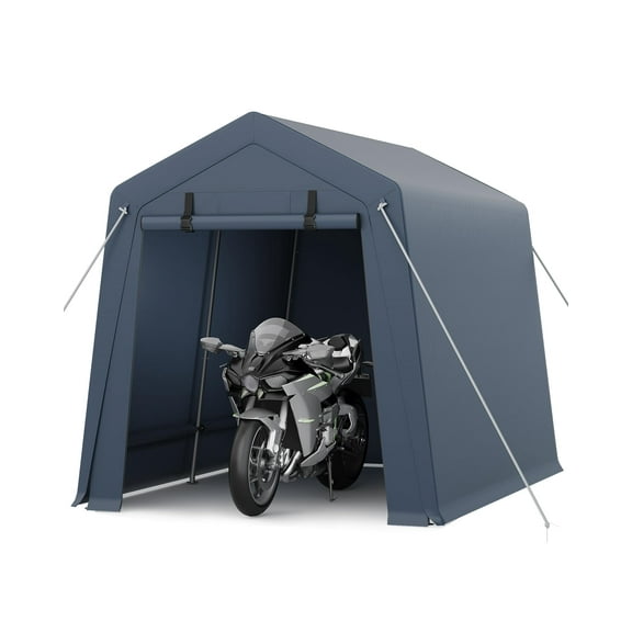 7x10 FT Outdoor Storage Sheds,Portable Bike Tent Waterproof,Garage Shelters with 2 Roll-Up Zipper Doors & Vents,Waterproof PE Tarp,UV-Resistant Carport for Motorcycle,Firewood,Tools