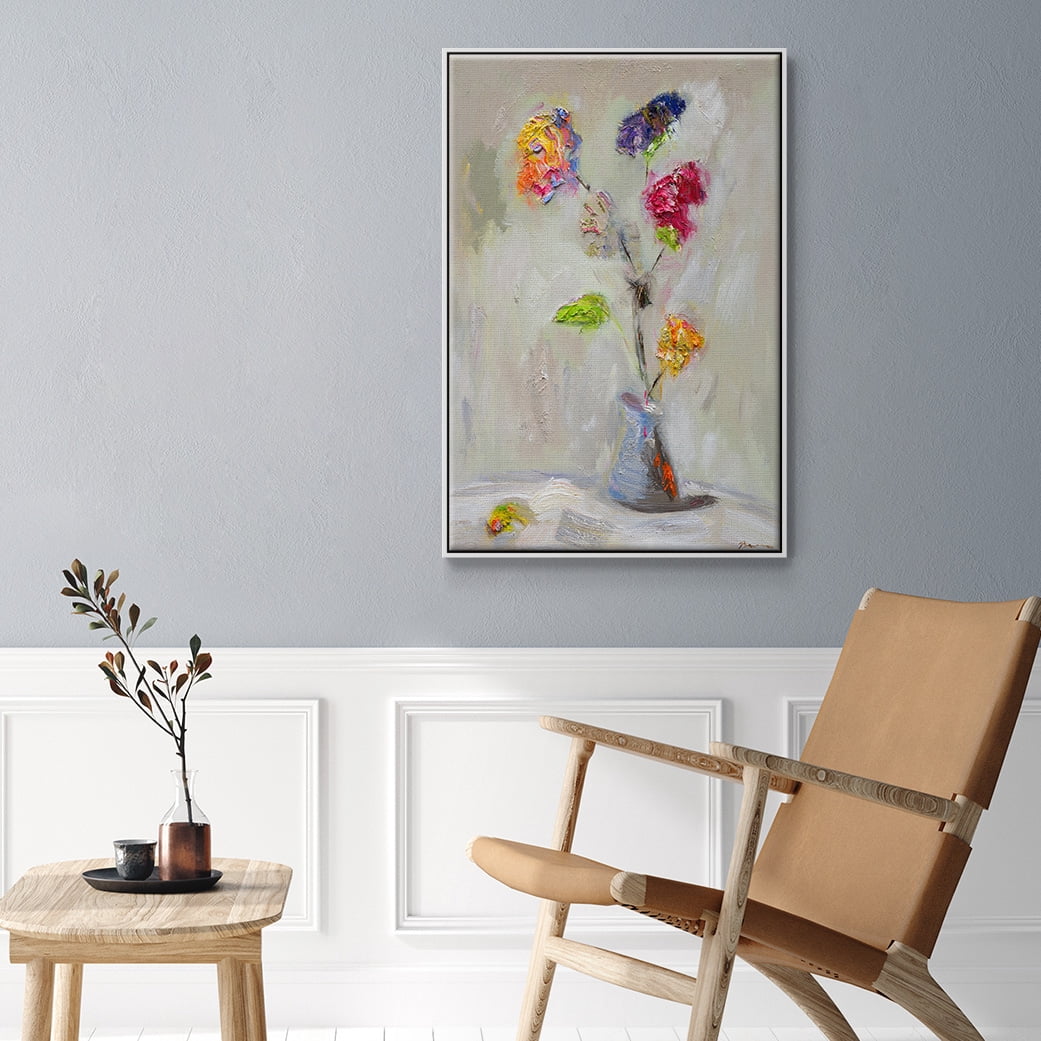 Neoplitan Floral Framed Premium Gallery Wrapped Canvas - Ready to Hang