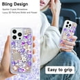 thumbnail image 5 of Compatible with iPhone 15 Pro Max Bling Case for Women and Girls Cute Luxury 3D Glitter Diamond Crystal Rhinestone Sparkle Shiny Gemstone Perfume Bottle and Flower Cover Soft TPU Bumper, Purple, 5 of 12
