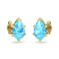 thumbnail image 6 of SuperJeweler 2 Carat Pear Shape Blue Topaz Stud Earrings In 14K Yellow Gold Over Sterling Silver For Women, 6 of 6