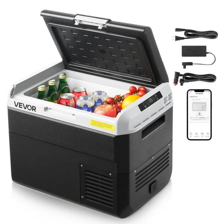 VEVOR 12 Volt Car Refrigerator, 31.7QT/30L Car Fridge, Portable Electric Cooler with -4℉~68℉ Adjustable Temperature, 12/24V DC and 100- 240V AC Compressor Freezer for Outdoor, Camping, Travel, RV