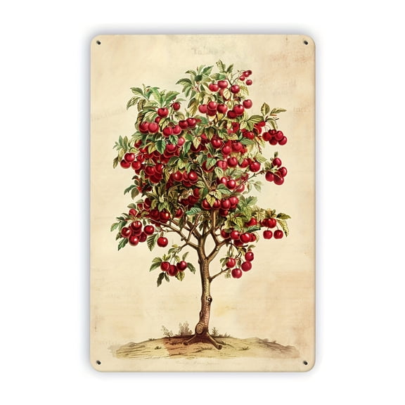Vintage Fruit and Flower Tree Metal Plaque - 8x12 inch Decorative Wall Hanging for Homes, Bars, Cafes, Garages | Suitable for both indoor and outdoor use, ideal for room dcor.