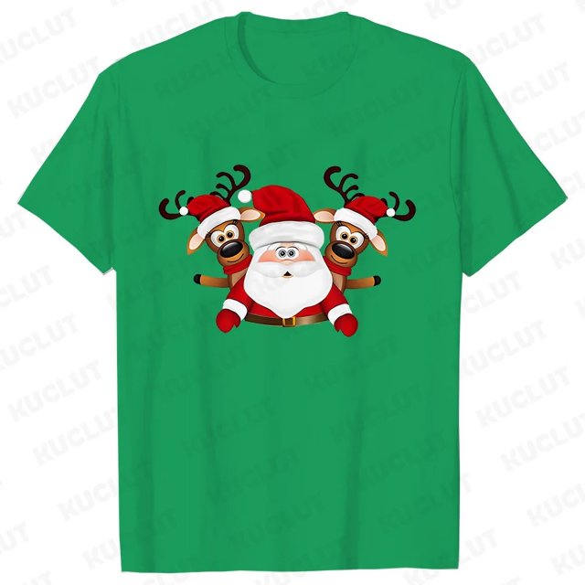 Camiseta de Feliz Navidad para mujer, Tops con estampado de renos de Papá Noel, ropa informal estilo Hip Hop, pantalón corto informal, camiseta de manga, ropa femenina