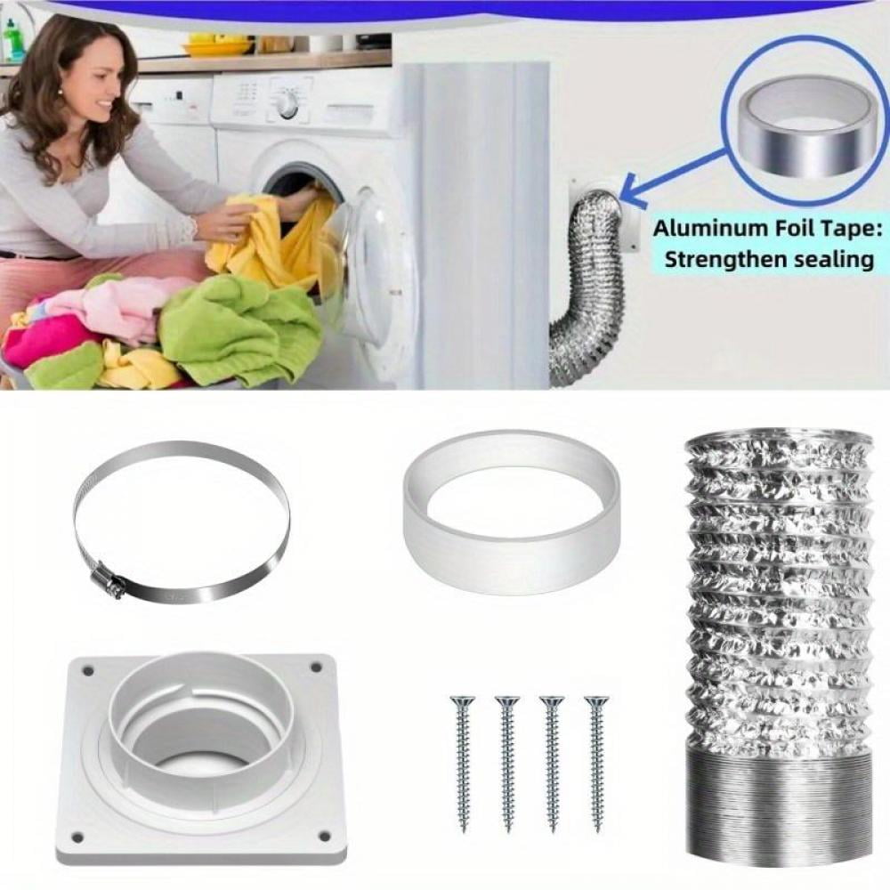 Dryer Vent Hose Connector Kit,dryer Vent Wall Plate With Hose(4 Inch 8 Feet),dryer Duct Connector With Quick Connect & Disconnect,covers Area 7inch X 7inch,fits 4 Inch,for Dryer Washer Bathroom