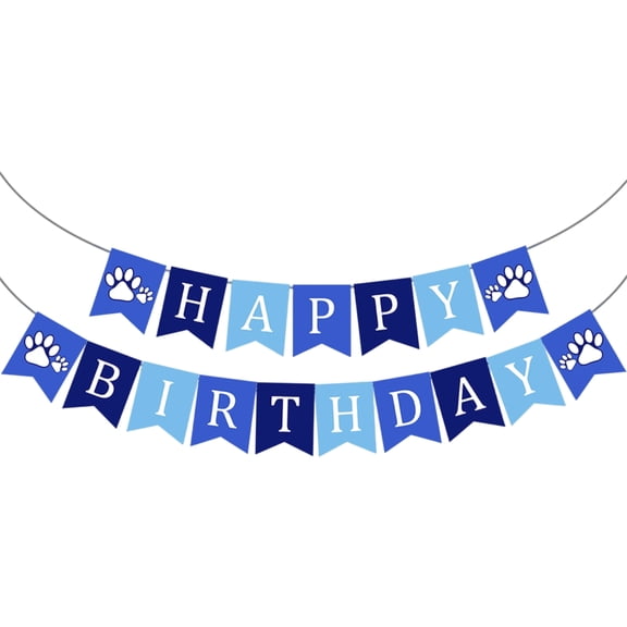 Pet Birthday Party Banner, Animal Celebration Flag Streamer for Festive Bunting and Hanging Wall Theme Decoration