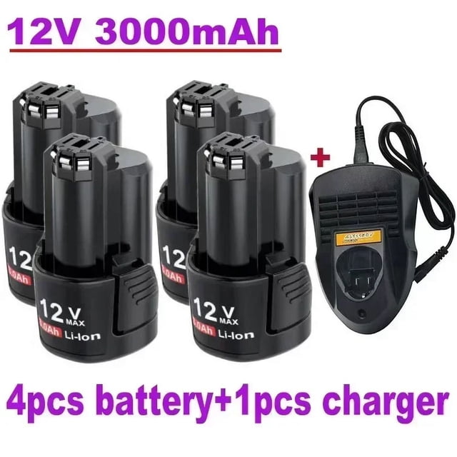Para Bos*ch Batería Recargable de Ion de Litio, Cargador de 12V/10.8V 3000mAh BAT411.BAT 411A.BAT412.BAT412A.BAT413.