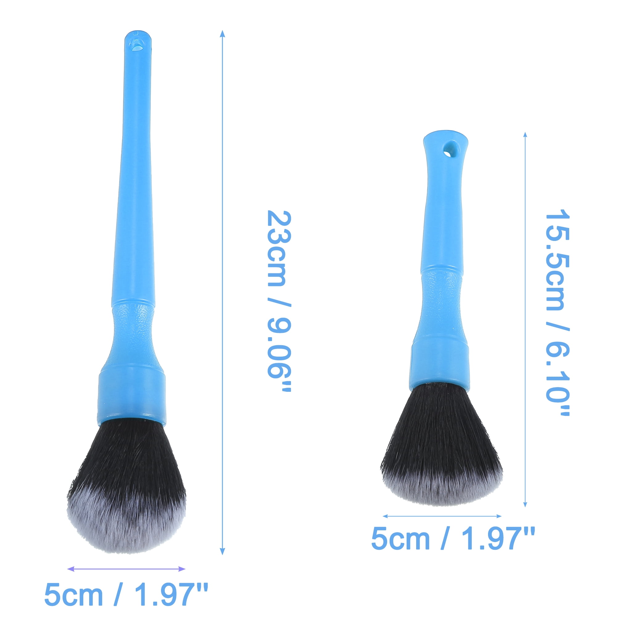 Unique Bargains 2pcs Car Detailing Brush Set Ultra Soft Synthetic PBT Brush Blue
