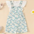 thumbnail image 2 of Taybagh Newborn Infant Baby Outfits Flying Sleeve T Shirt Soft Suspenders Shorts Cute Headband Sets with Flower Print Green 4-5 Years, 2 of 5