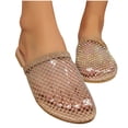 thumbnail image 4 of HBGVBA Womens Beach Slippers Versatile Rhinestone Round Toe Mule Flat Sole Summer Casual Comfortable Shoes 39, 4 of 4