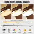 thumbnail image 4 of 52 inch Modern Gold Ceiling Fan with Light and Remote, Farmhouse 5 Blades Solid Wood Large Airflow Quiet Reversible DC Motor Fan for Indoor Outdoor Porch Bedroom, 4 of 9