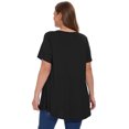 thumbnail image 7 of LATWIIV Women's Trendy Loose Pleated Tunic Solid Tops Puff Short Sleeve Tees Round Neck Leisure Shirts Black_4X, 7 of 7