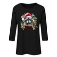 thumbnail image 3 of ClodeEU Women's Christmas Print Sweatshires,t Round Neck 3/4 Sleeve Blouse,Tunic Shirts Tops Black,Womens Plus XXL, 3 of 3