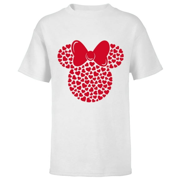Disney Minnie Mouse Icon Filled with Hearts - Short Sleeve T-Shirt for Kids - Customized-White