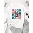 thumbnail image 2 of T-Shirt Graphique à Imprimé Léopard "Mama" pour Femmes - Col Rond Décontracté Manches Courtes, Haut d'Été Doux et Confortable, Noir avec Lettrage Coloré, Parfait pour Tenue Décontractée, Tenue Décontractée Décontracté, 2 of 7