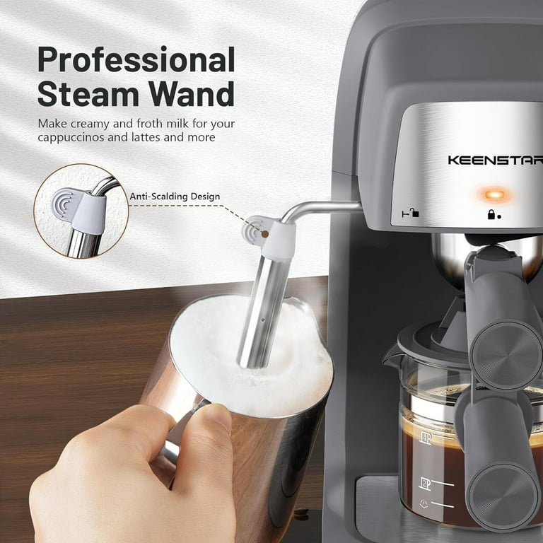 Coffee Machine, 3.5 Bar Espresso Cappuccino Machine, 800W with Milk Frother - 4 Cup Portable Coffee Maker for Latte, Cappuccino, Gift for Coffee Lover- Grey - Walmart.com Coffee Machine, 3.5 Bar Espresso Cappuccino Machine, 800W with Milk Frother - 4 Cup Portable Coffee Maker for Latte, Cappuccino, Gift for Coffee Lover- Grey - Walmart.com