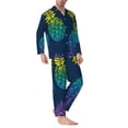 thumbnail image 2 of Balery Abstract Bright Pineapple Fruit Retro Pijama para Hombre de Dos Piezas con Manga Larga, Conjunto de Dormir y Descanso Suave con Bolsillos-Medium, 2 of 7