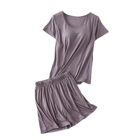 

Homgro Women s Soft Shorts Pajama Set Summer Pajamas Short Sleeve Thin Fall Short Sleeve Lounge Lounge Set Dark Grey Medium