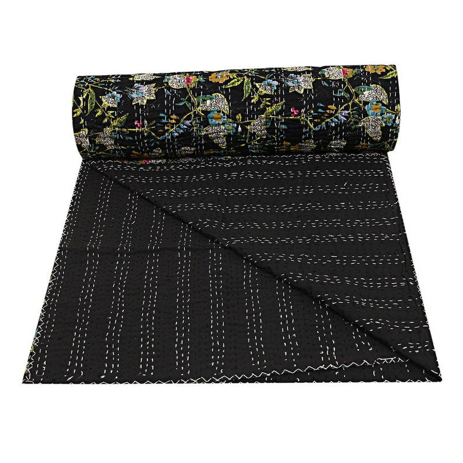 Indian Handmade Cotton Kantha Quilt Vinatge Blanket Quilted Paradise Kantha Bedding Throw Bohemian Bed Cover Kantha Gudari