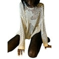 thumbnail image 4 of Pull Oversize pour Femmes Manches Longues Croisé Imprimé Punk Déchiré Tricoté Mode Urbaine, 4 of 8