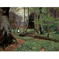 thumbnail image 2 of Brendekilde, Hans Anderson 32x25 Black Ornate Wood Framed with Double Matting Museum Art Print Titled - The Woodland Path, 2 of 4