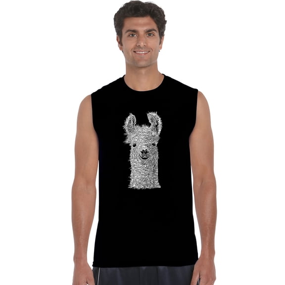 LA Pop Art Men's Word Art Sleeveless T-shirt - Llama