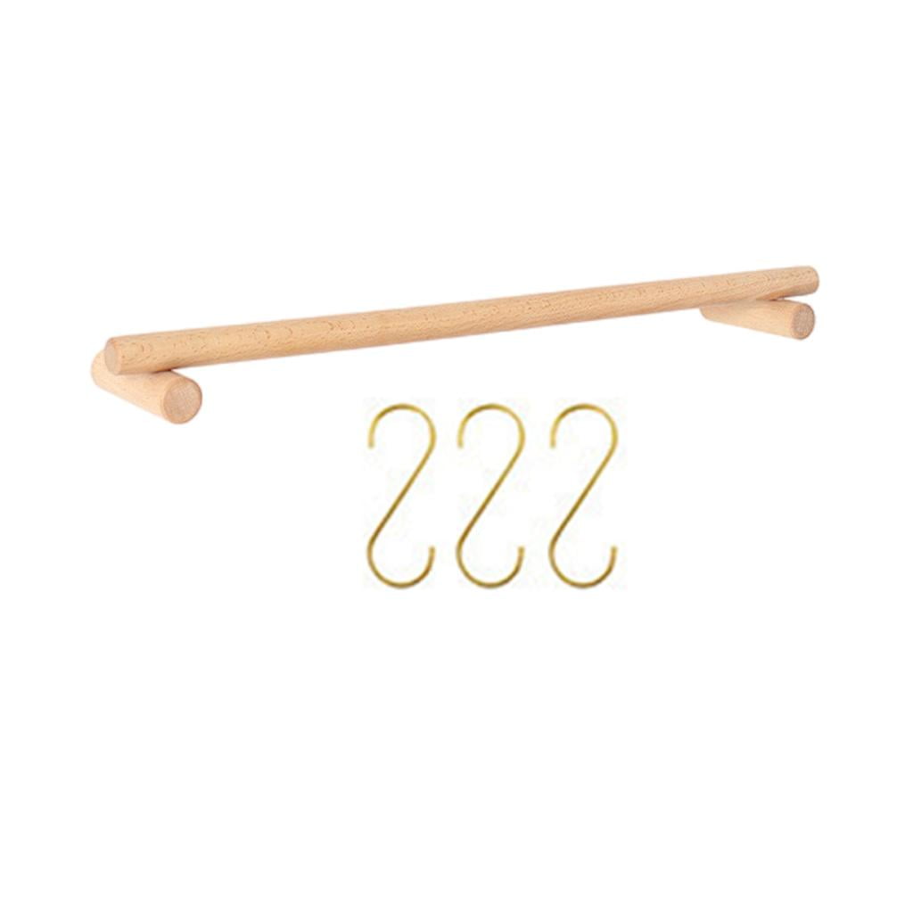 Textured Wooden Towel Rack Single Towel Bar Storage Rack with 3shaped
